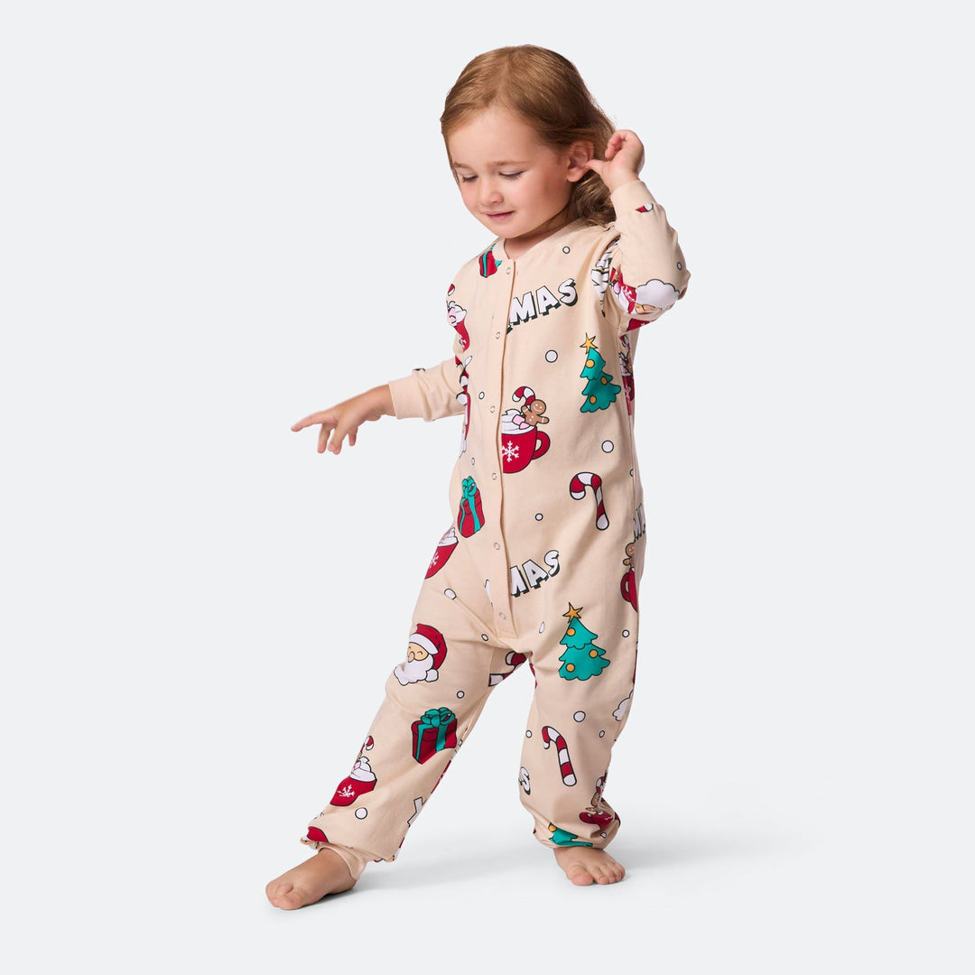 Beige Xmas Overall Julepyjamas Børn
