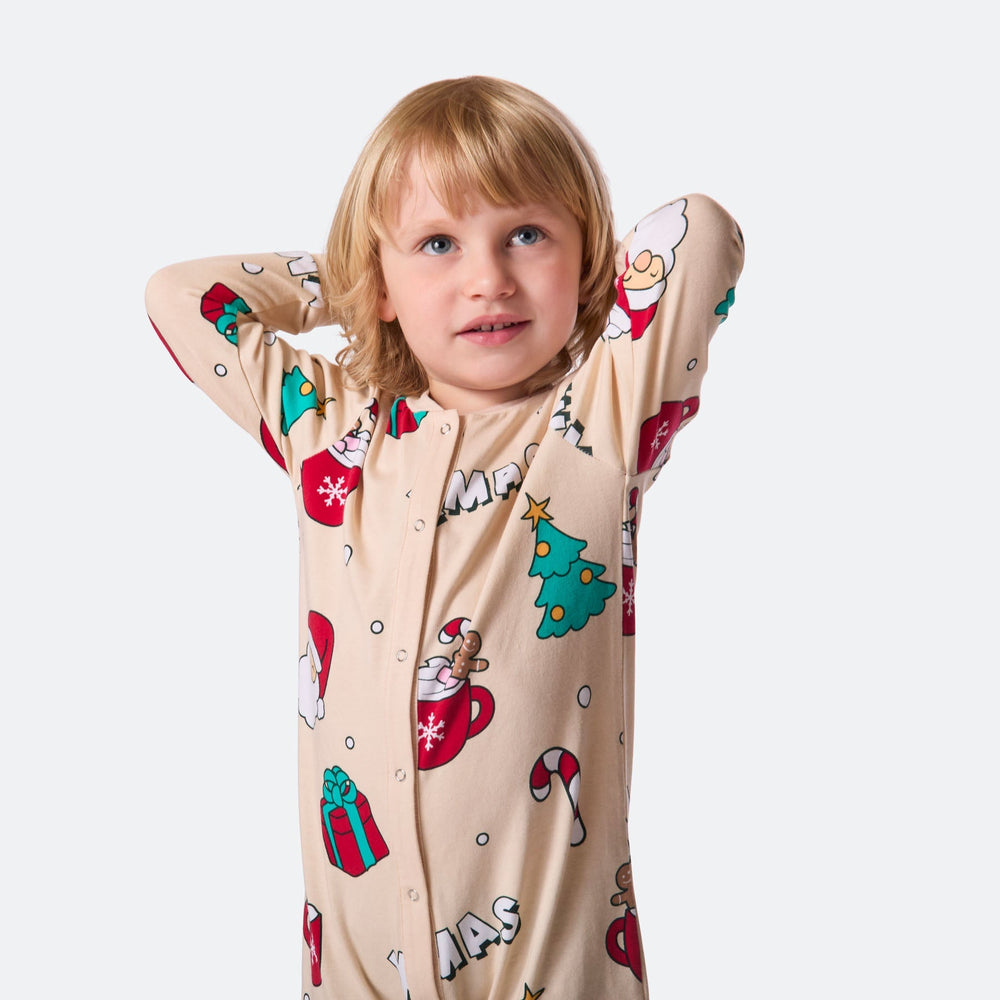 Beige Xmas Overall Julepyjamas Børn