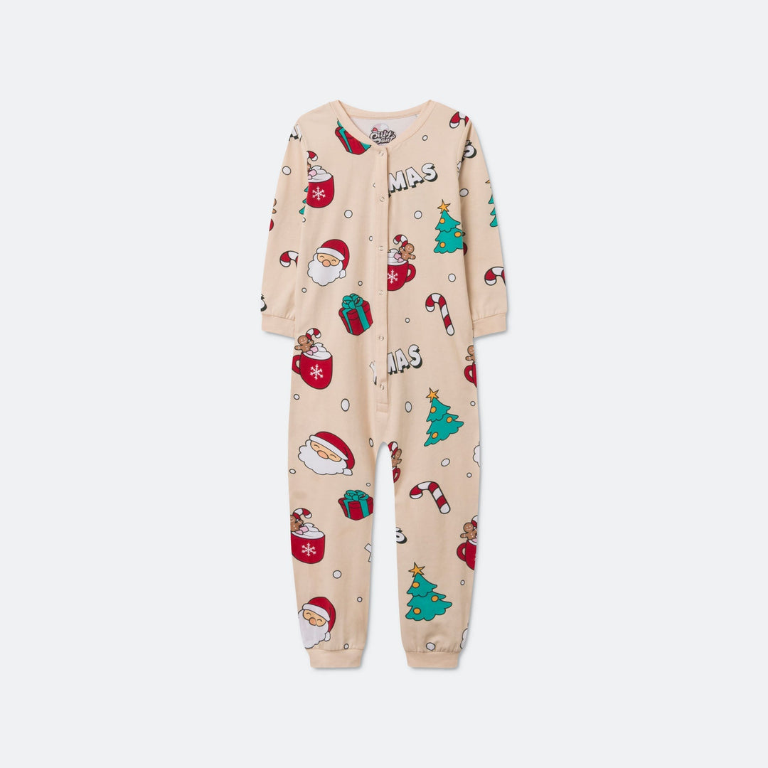 Beige Xmas Overall Julepyjamas Børn