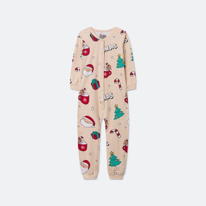 Beige Xmas Overall Julepyjamas Børn