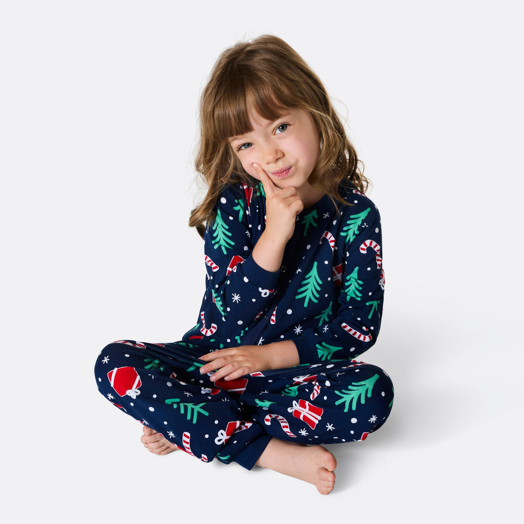 Blå Julemønster Overall Julepyjamas Børn