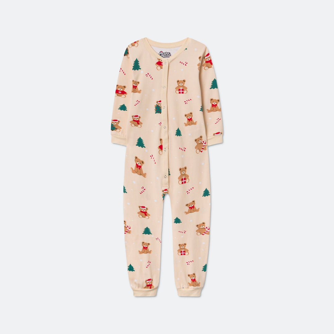 Beige Teddybjørn Overall Julepyjamas Børn