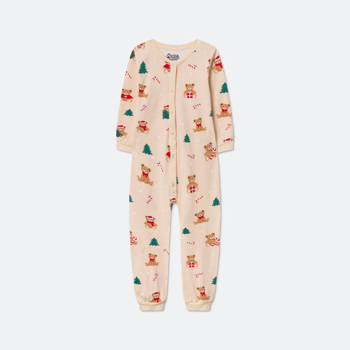 Beige Teddybjørn Overall Julepyjamas Børn