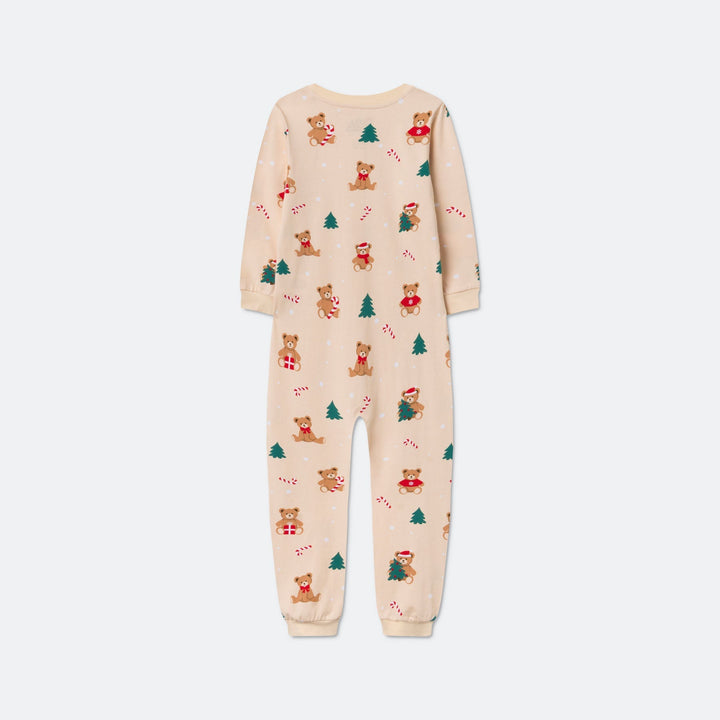 Beige Teddybjørn Overall Julepyjamas Børn