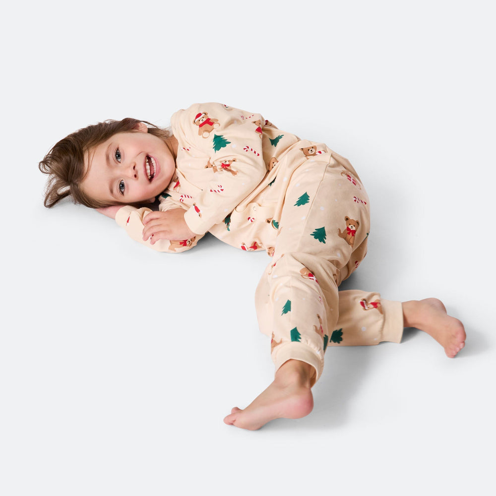 Beige Teddybjørn Overall Julepyjamas Børn