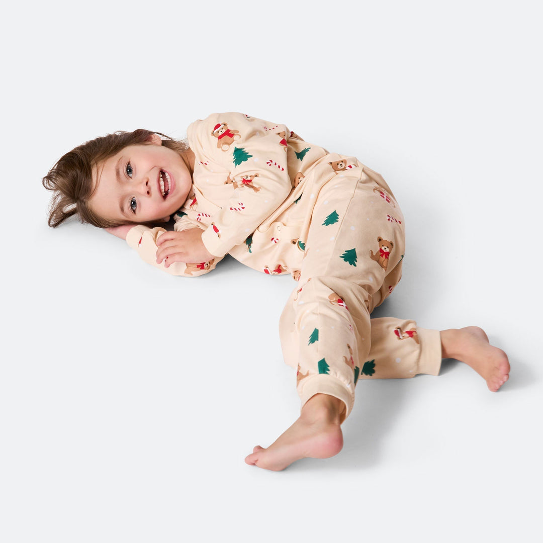 Beige Teddybjørn Overall Julepyjamas Børn