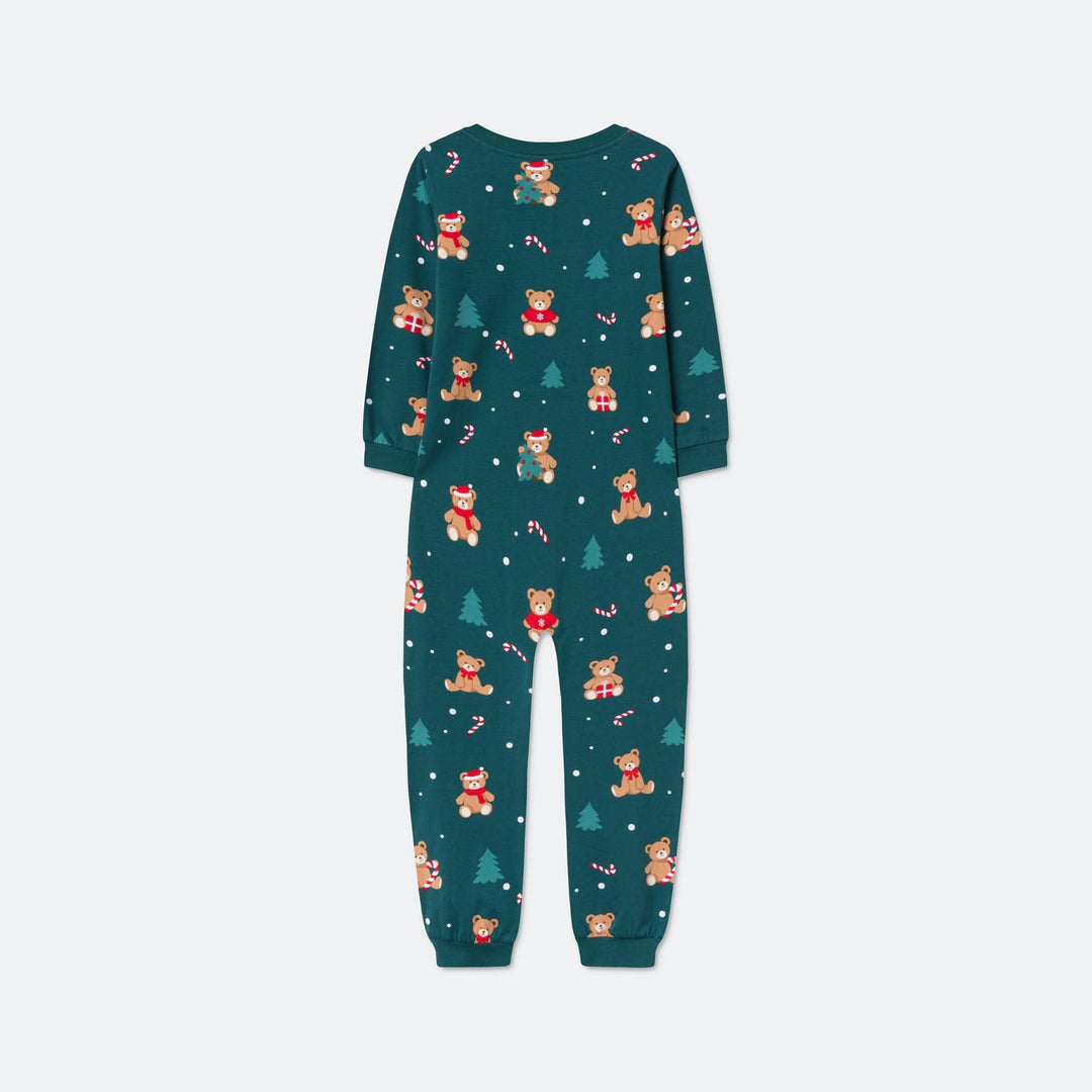 Grøn Teddybjørn Overall Julepyjamas Børn