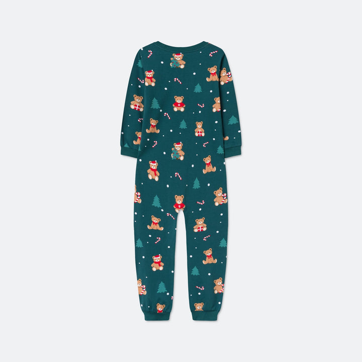 Grøn Teddybjørn Overall Julepyjamas Børn