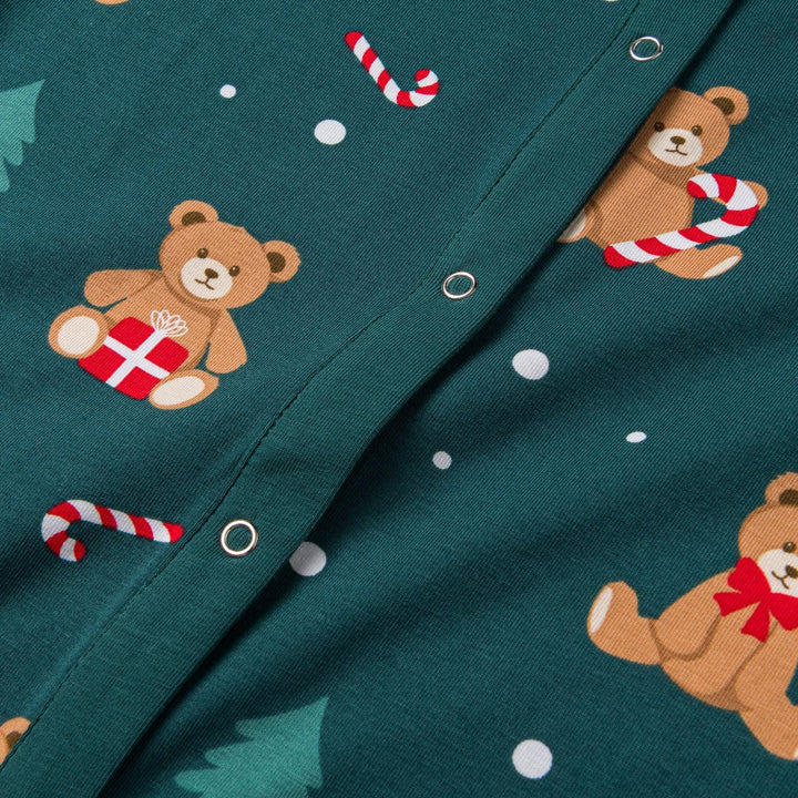Grøn Teddybjørn Overall Julepyjamas Børn