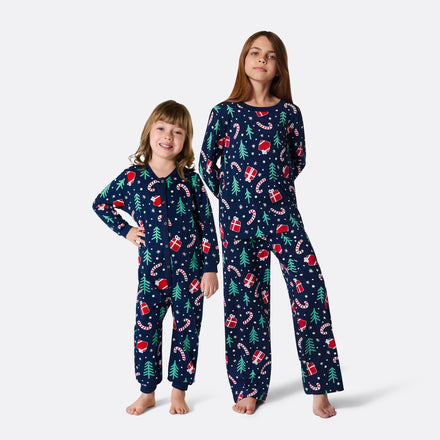 Blå Julemønster Julepyjamas Børn