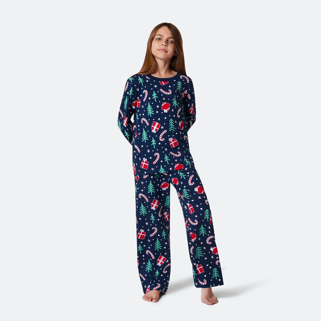 Blå Julemønster Julepyjamas Børn