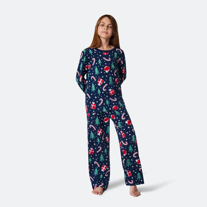 Blå Julemønster Julepyjamas Børn