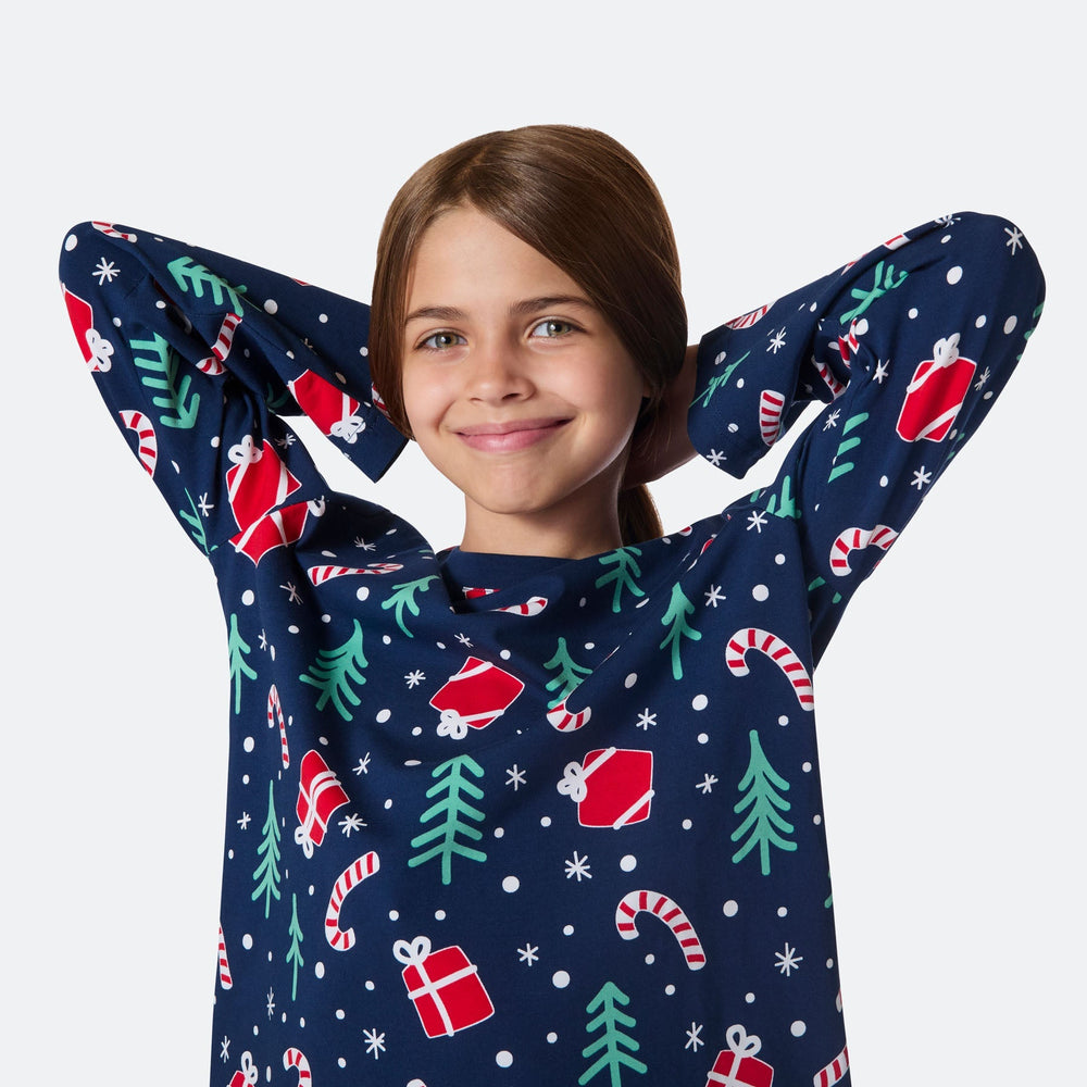 Blå Julemønster Julepyjamas Børn