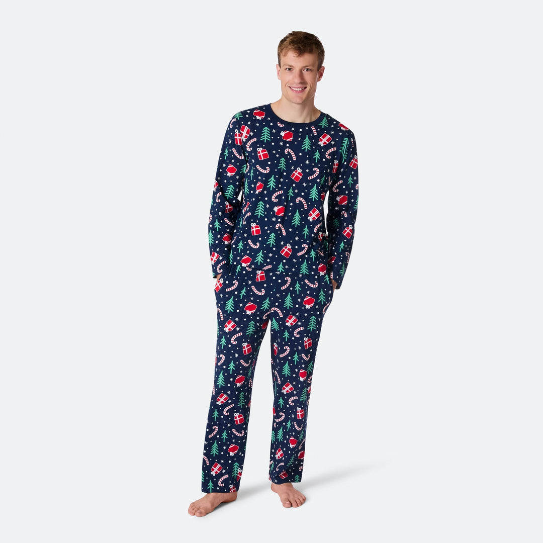 Blå Julemønster Julepyjamas Herre