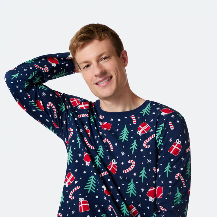 Blå Julemønster Julepyjamas Herre