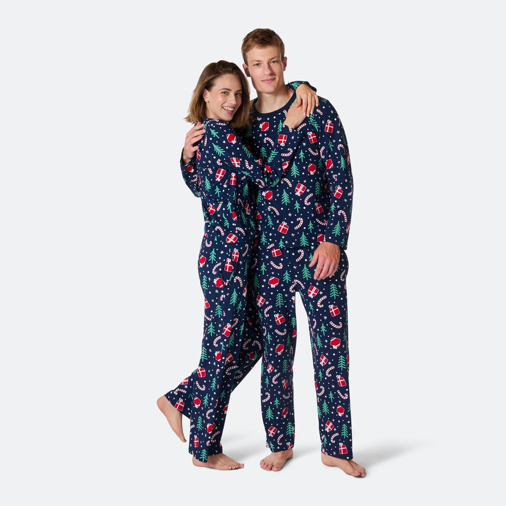 Blå Julemønster Julepyjamas Herre