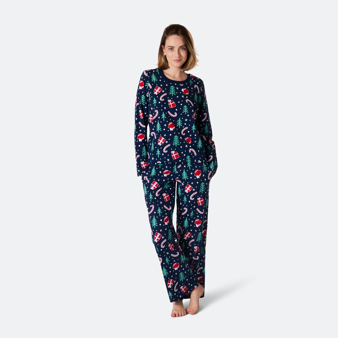 Blå Julemønster Julepyjamas Dame