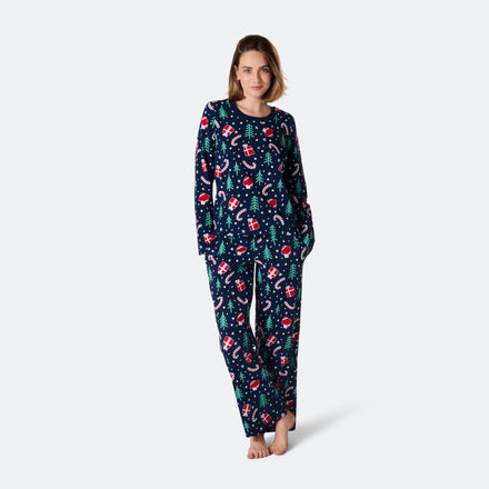 Blå Julemønster Julepyjamas Dame