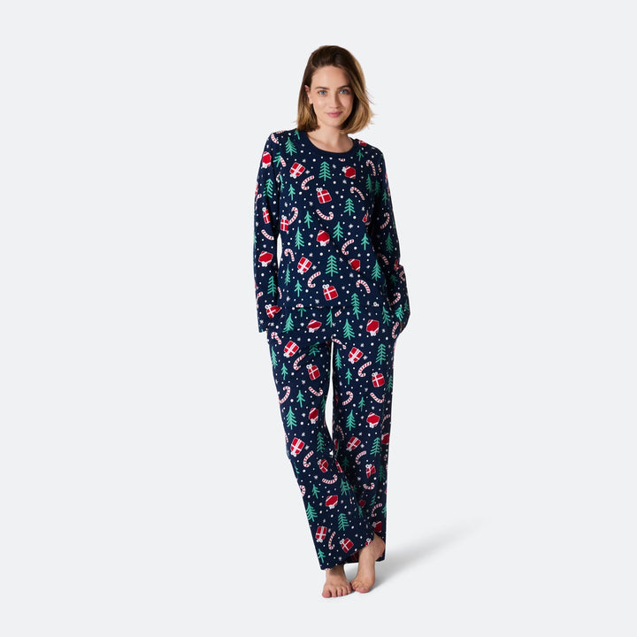 Blå Julemønster Julepyjamas Dame