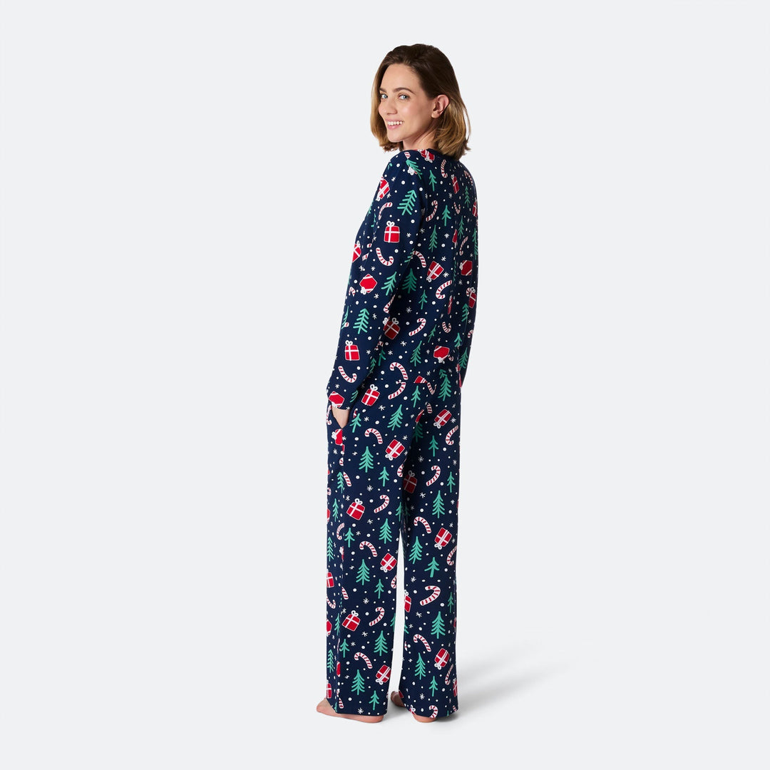 Blå Julemønster Julepyjamas Dame