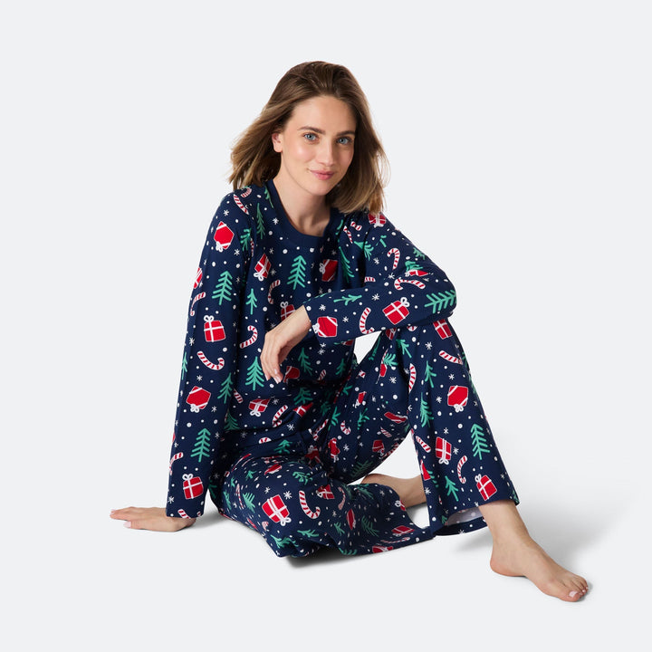 Blå Julemønster Julepyjamas Dame