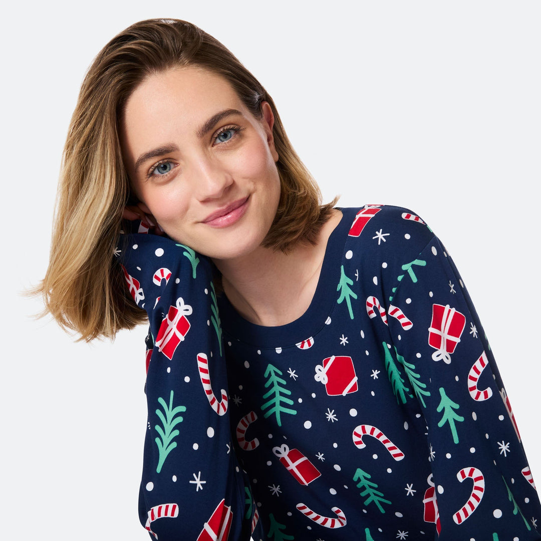 Blå Julemønster Julepyjamas Dame