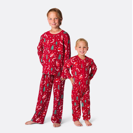 Rød Julemønster Julepyjamas Børn