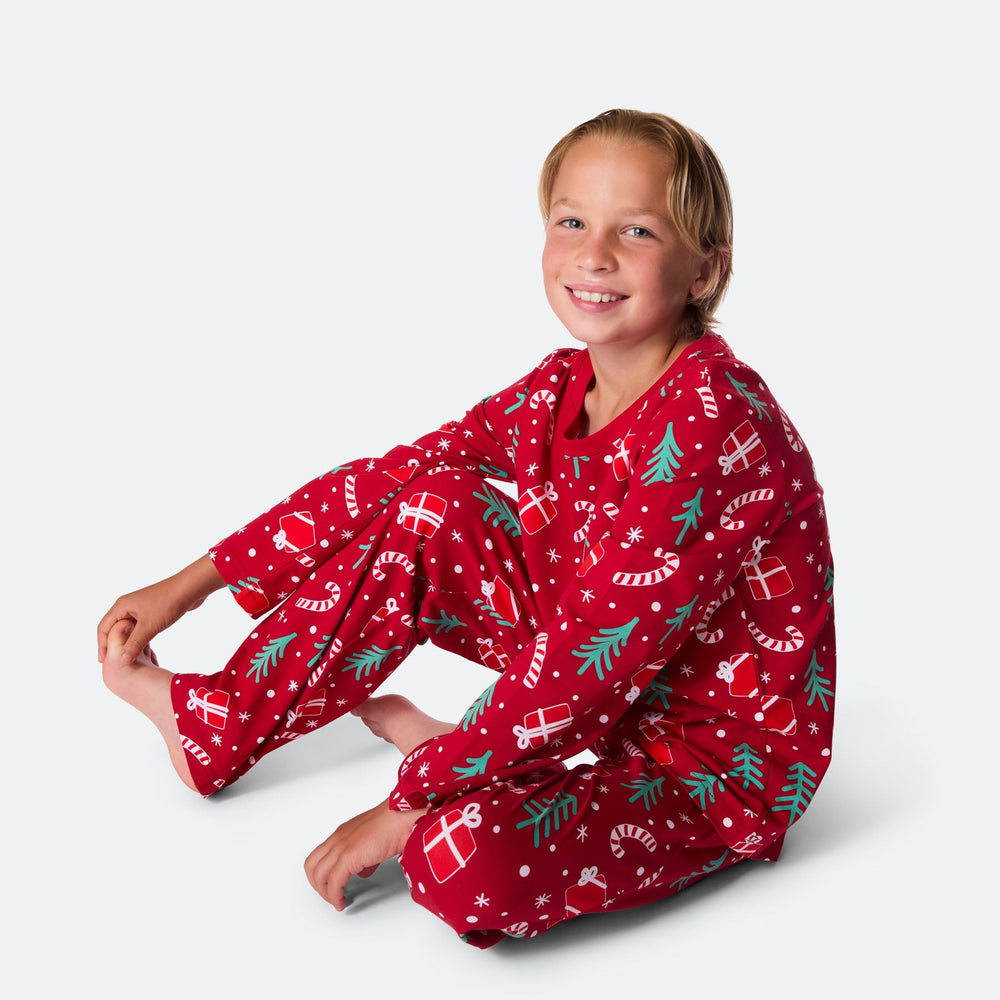Rød Julemønster Julepyjamas Børn