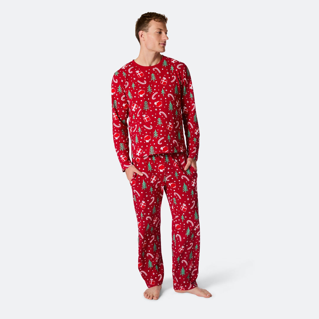 Rød Julemønster Julepyjamas Herre