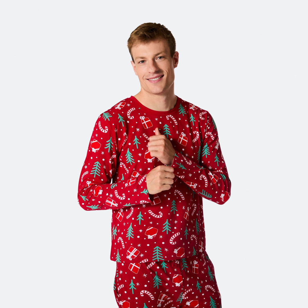 Rød Julemønster Julepyjamas Herre