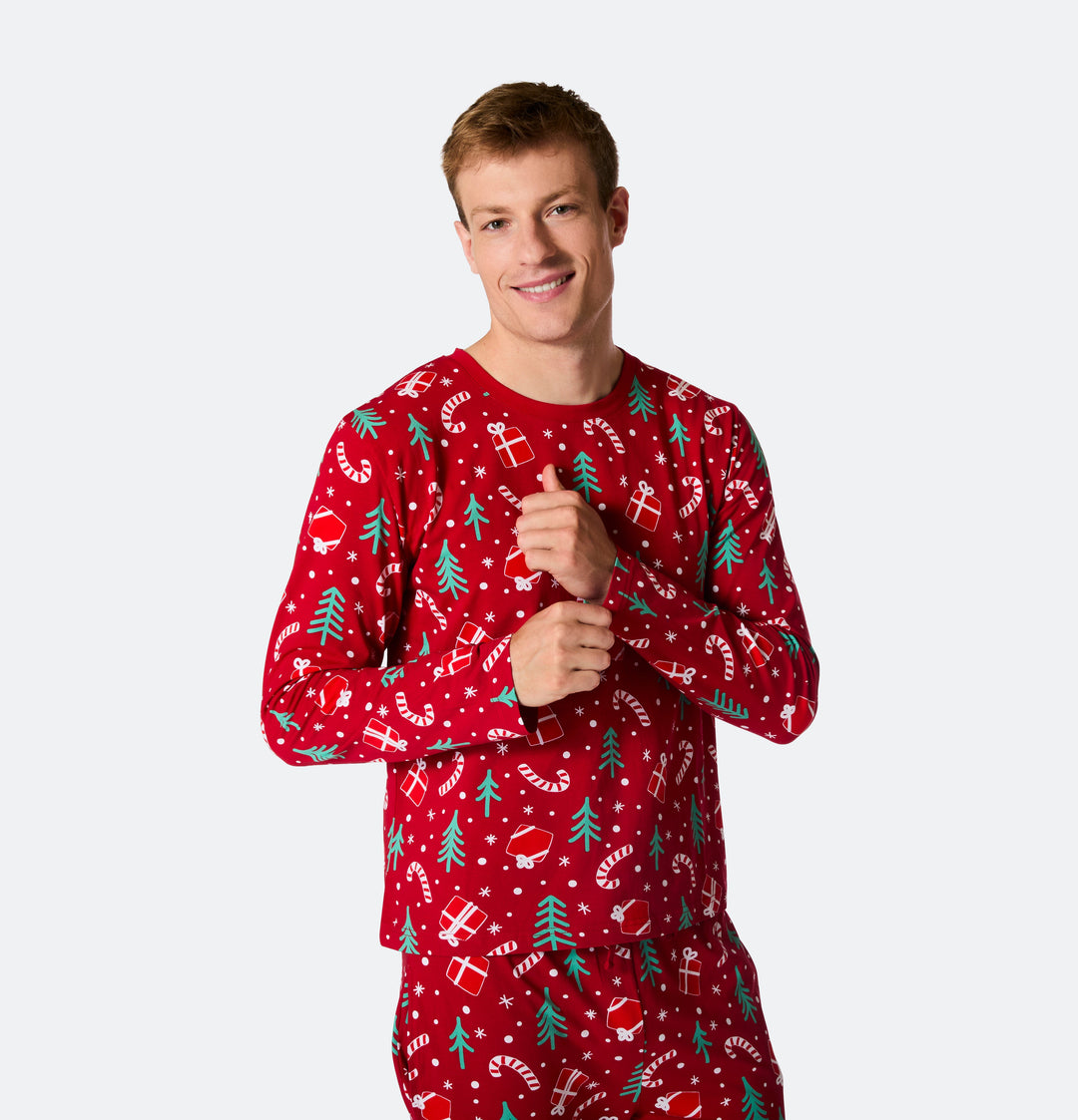 Julemønster Rød Julepyjamasser Familie