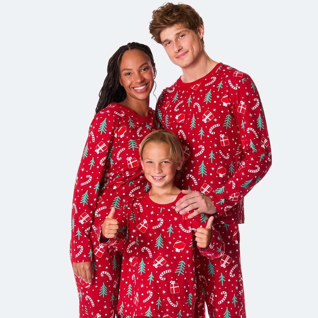 Julemønster Rød Julepyjamasser Familie