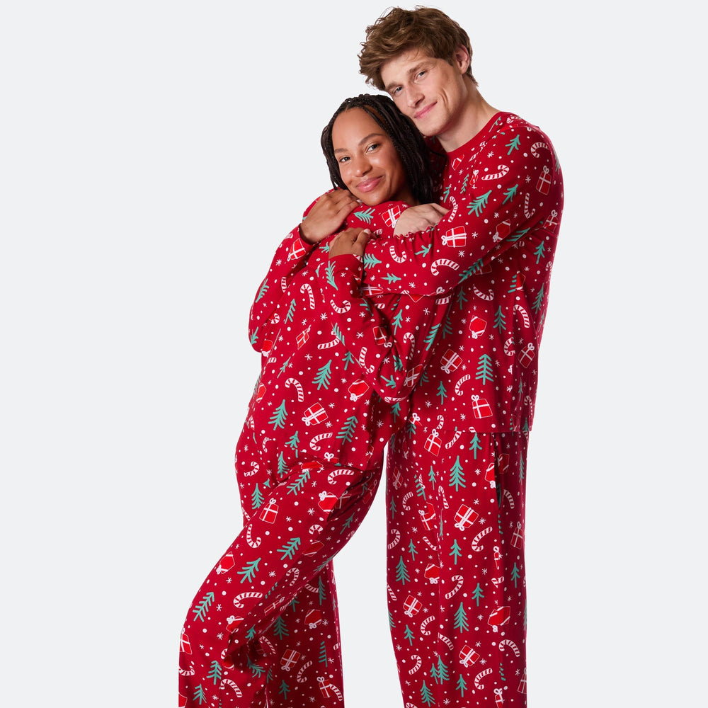 Rød Julemønster Julepyjamas Herre