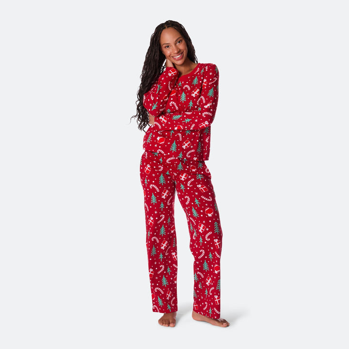 Rød Julemønster Julepyjamas Dame