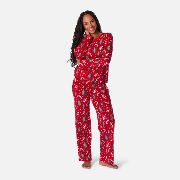 Julemønster Rød Julepyjamasser Familie