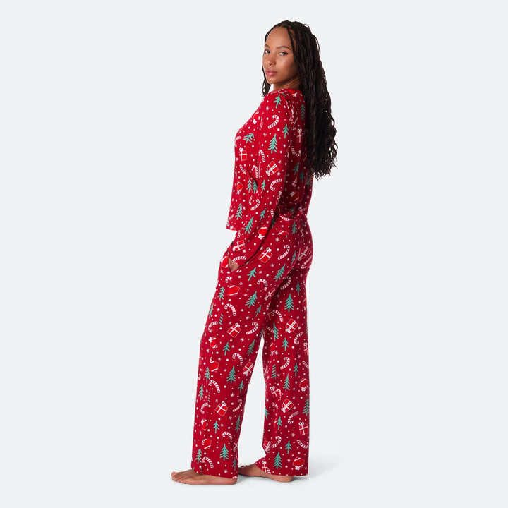 Rød Julemønster Julepyjamas Dame