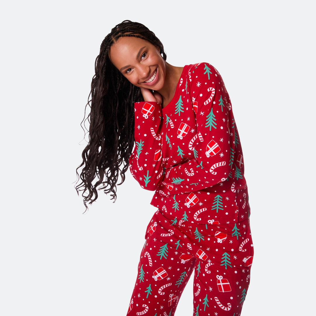 Rød Julemønster Julepyjamas Dame
