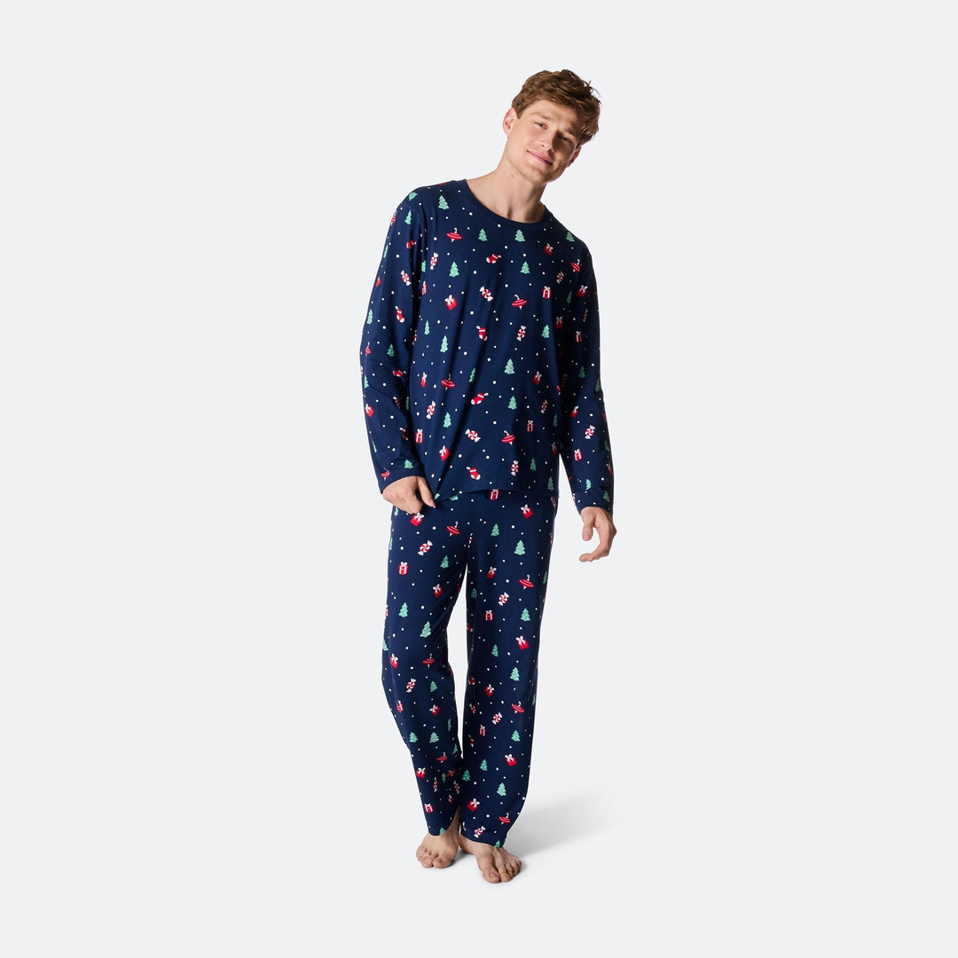 Blå Juleornamenter Julepyjamas Herre