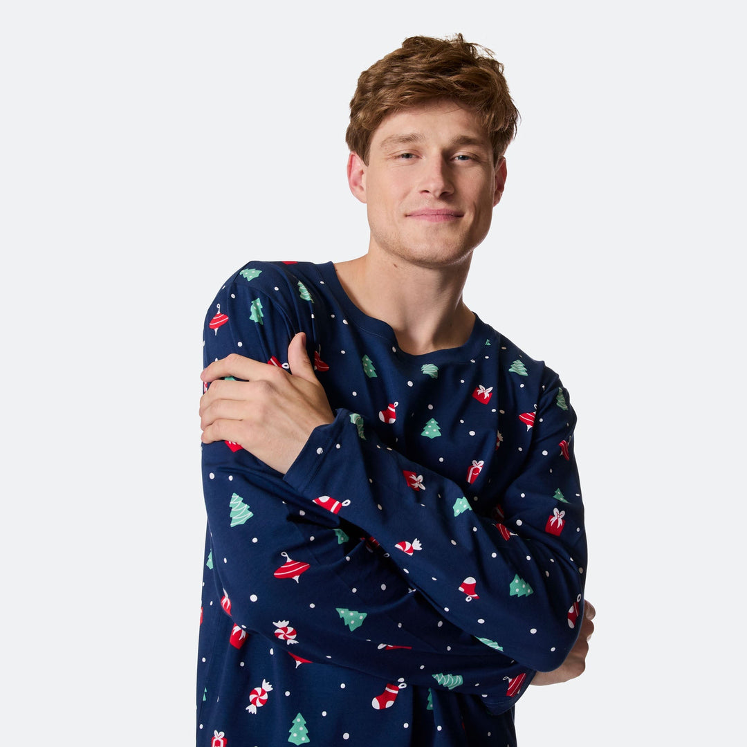 Blå Juleornamenter Julepyjamas Herre