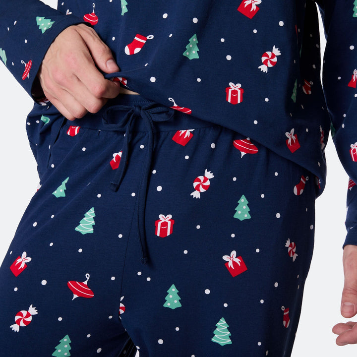 Blå Juleornamenter Julepyjamas Herre