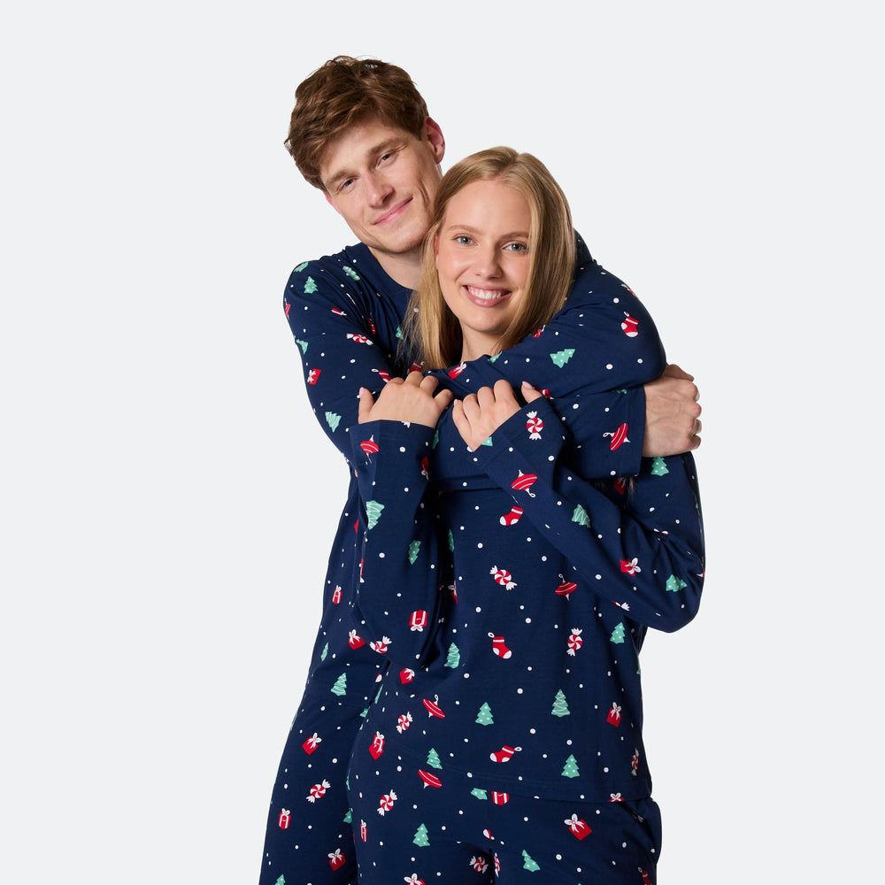 Blå Juleornamenter Julepyjamas Herre