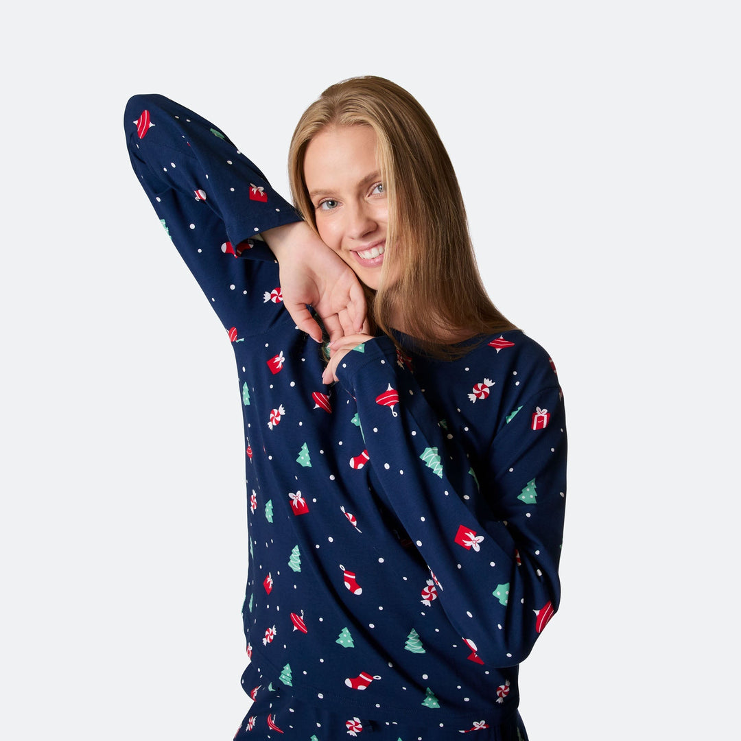 Blå Juleornamenter Julepyjamas Dame