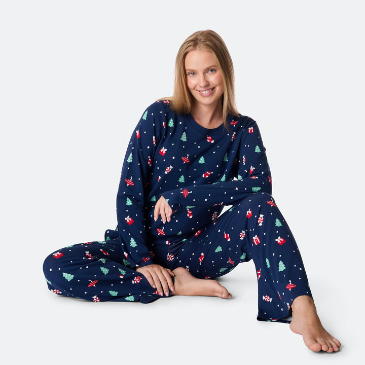Blå Juleornamenter Julepyjamas Dame