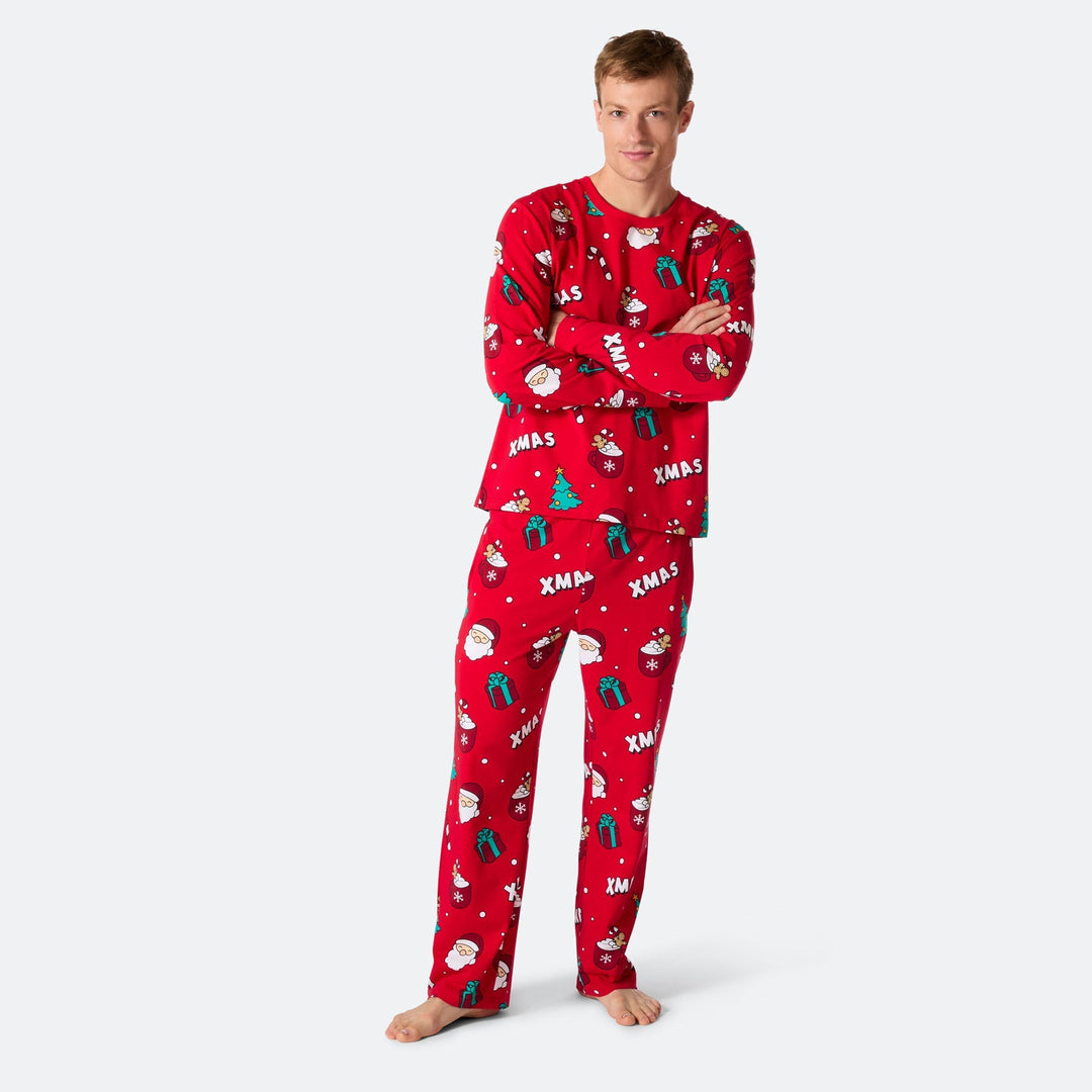 Rød Xmas Julepyjamas Herre