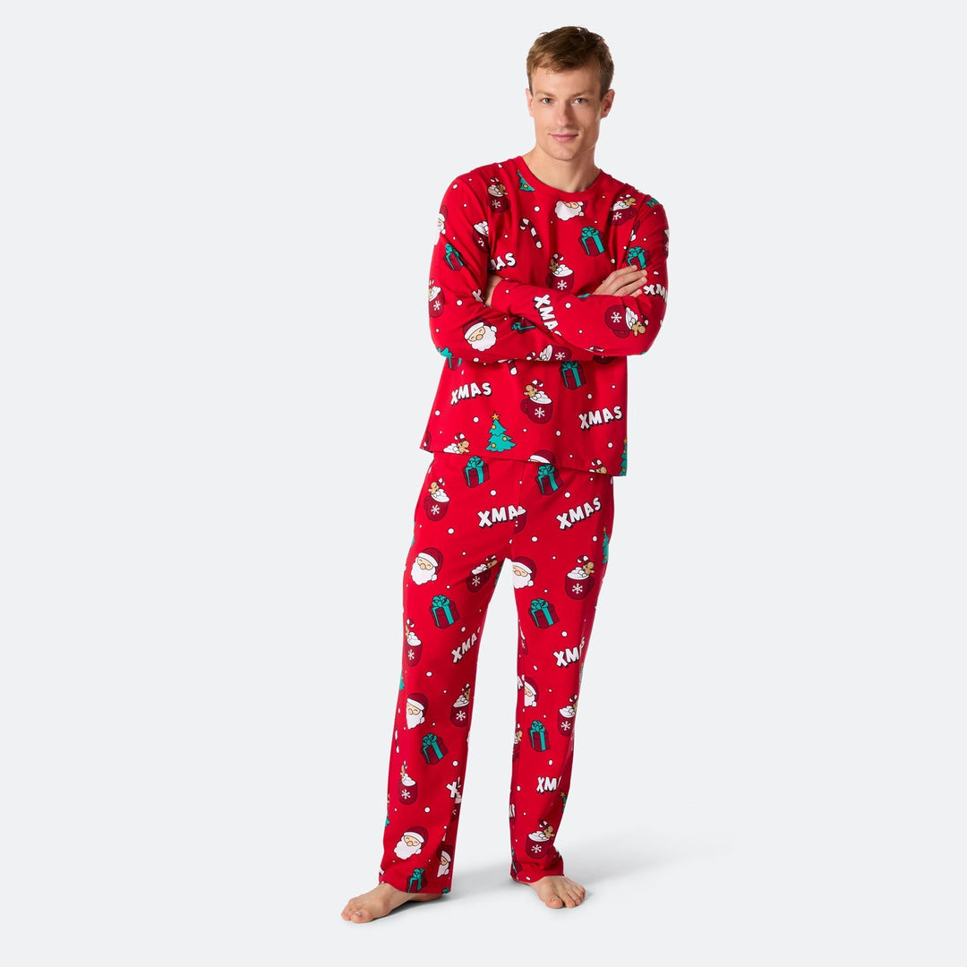 Rød Xmas Julepyjamas Herre