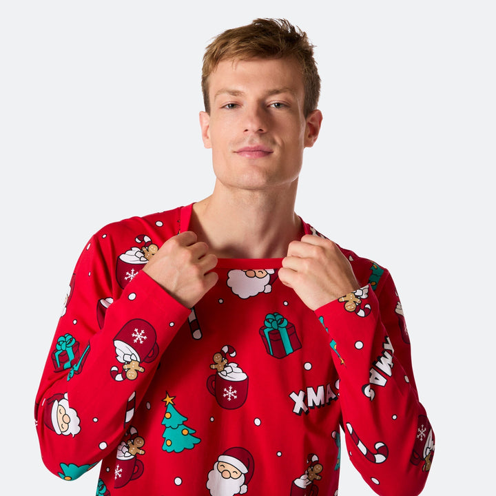 Rød Xmas Julepyjamas Herre