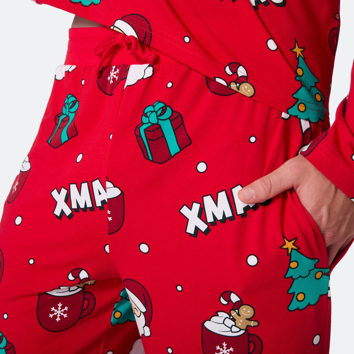 Rød Xmas Julepyjamas Herre