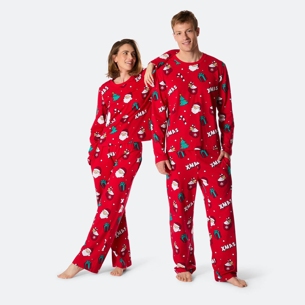 Rød Xmas Julepyjamas Herre