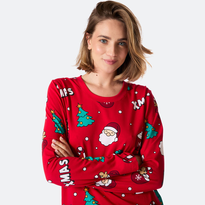 Rød Xmas Julepyjamas Dame