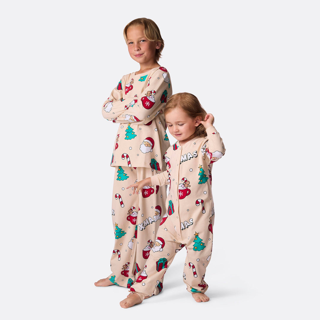 Beige Xmas Julepyjamas Børn